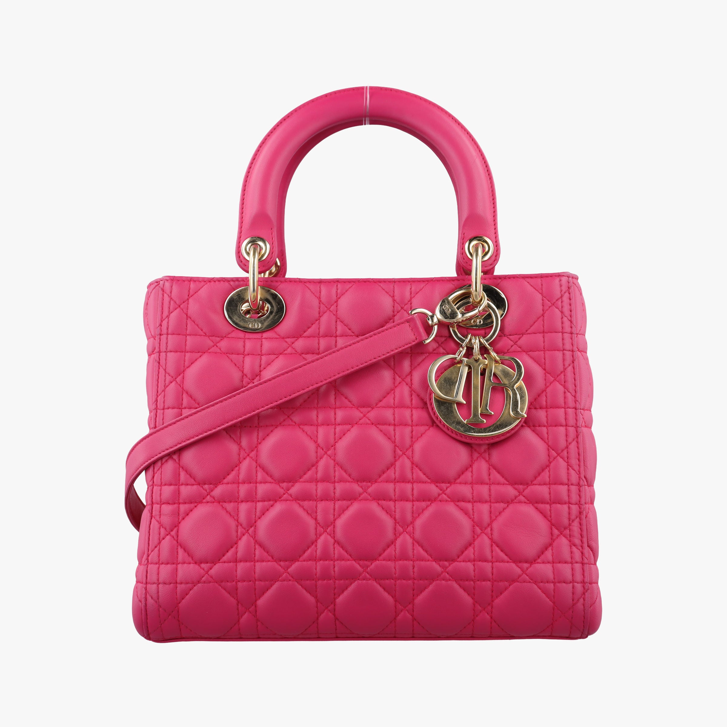 Pre-owned Christian Dior Lady Dior Rose lambskin  shoulderbag | stylenewstar