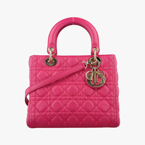 Pre-owned Christian Dior Lady Dior Rose lambskin  shoulderbag | stylenewstar
