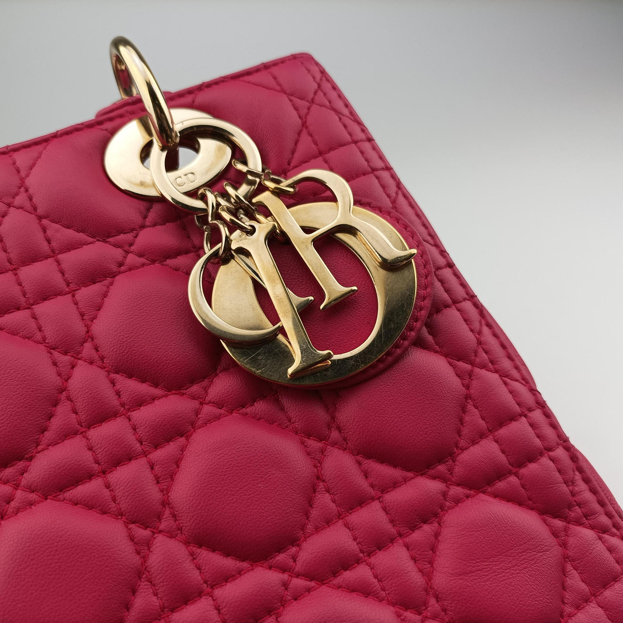 Pre-owned Christian Dior Lady Dior Rose lambskin  shoulderbag | stylenewstar