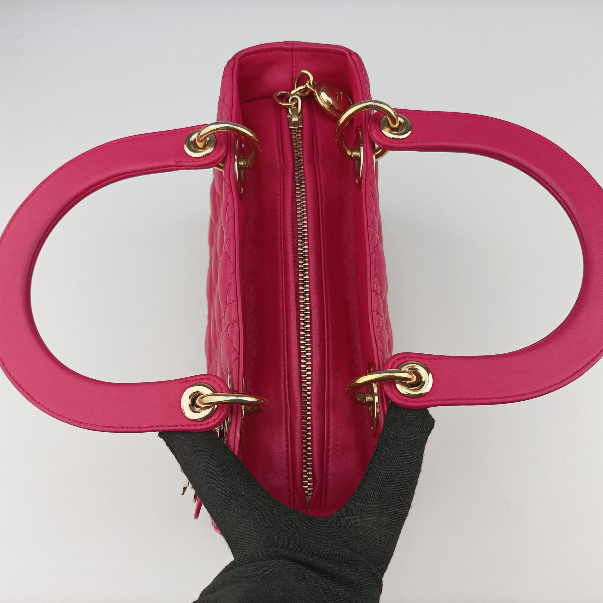 Pre-owned Christian Dior Lady Dior Rose lambskin  shoulderbag | stylenewstar