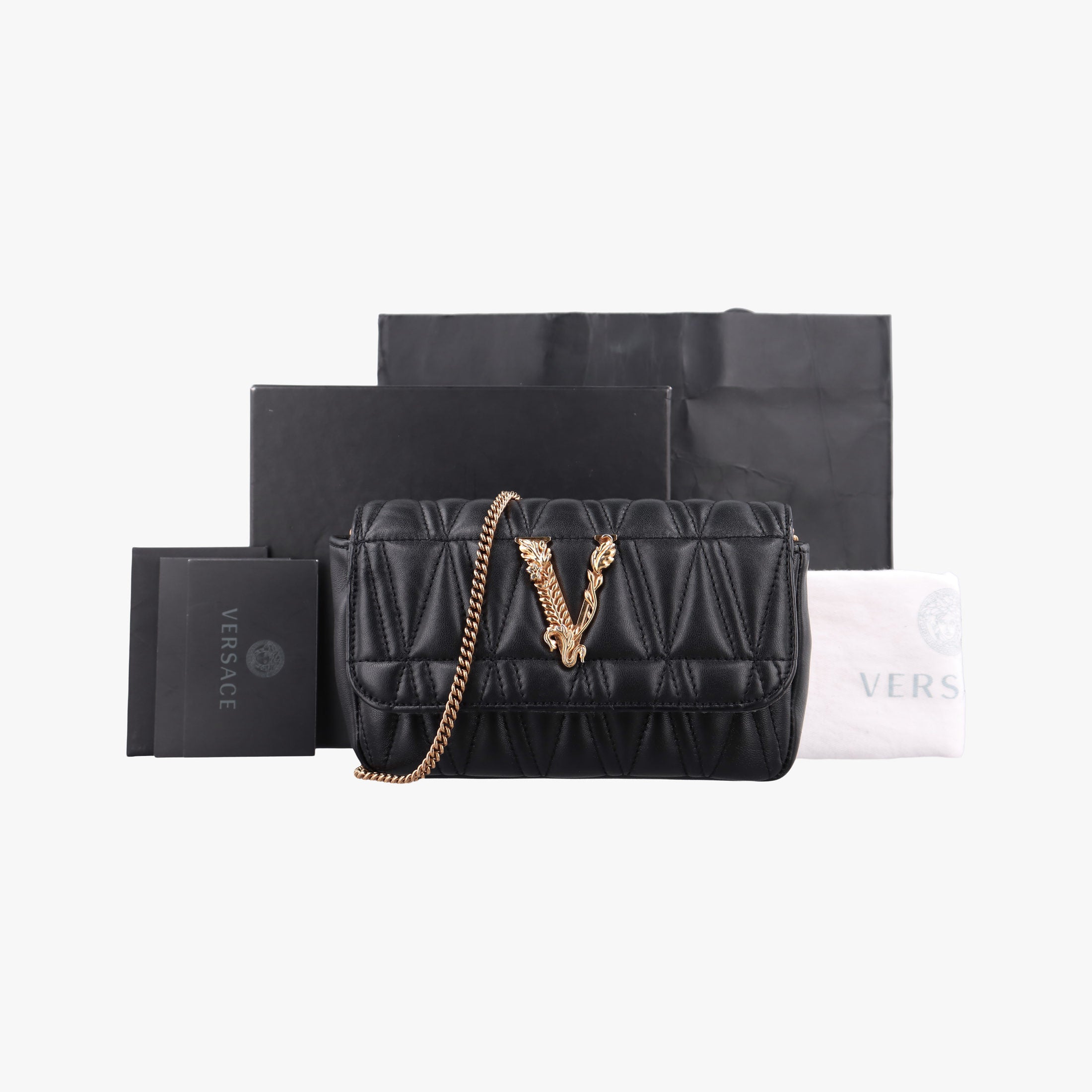 Secondhand VERSACE Virtus Black Leather  shoulderbag | stylenewstar