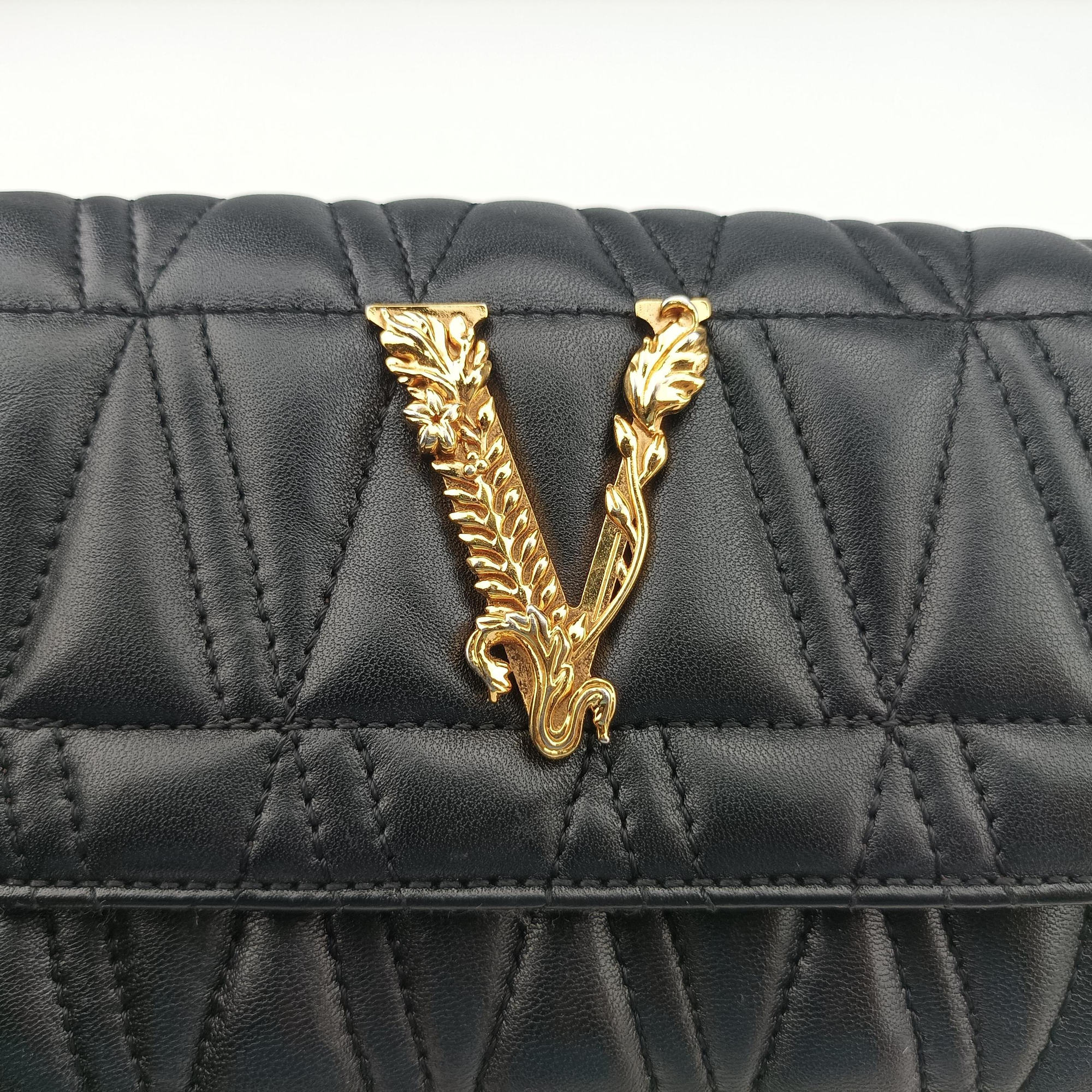 Secondhand VERSACE Virtus Black Leather  shoulderbag | stylenewstar
