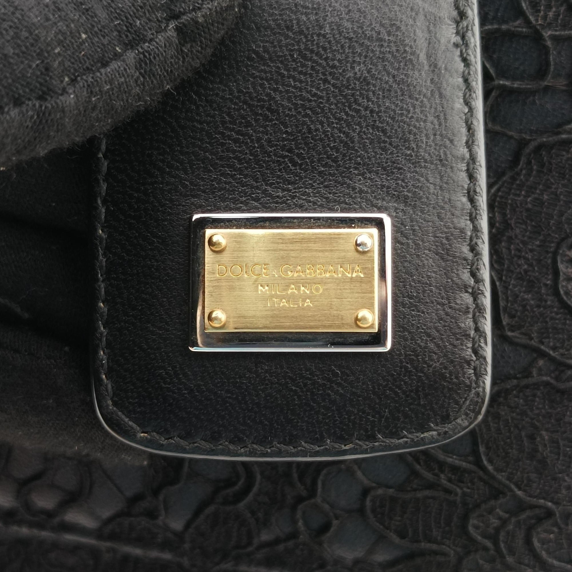 Vintage Dolce & Gabbana SICILY Black Leather×Crochet  shoulderbag | stylenewstar