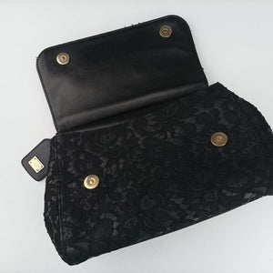 Vintage Dolce & Gabbana SICILY Black Leather×Crochet  shoulderbag | stylenewstar