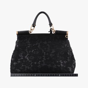 Vintage Dolce & Gabbana SICILY Black Leather×Crochet  shoulderbag | stylenewstar