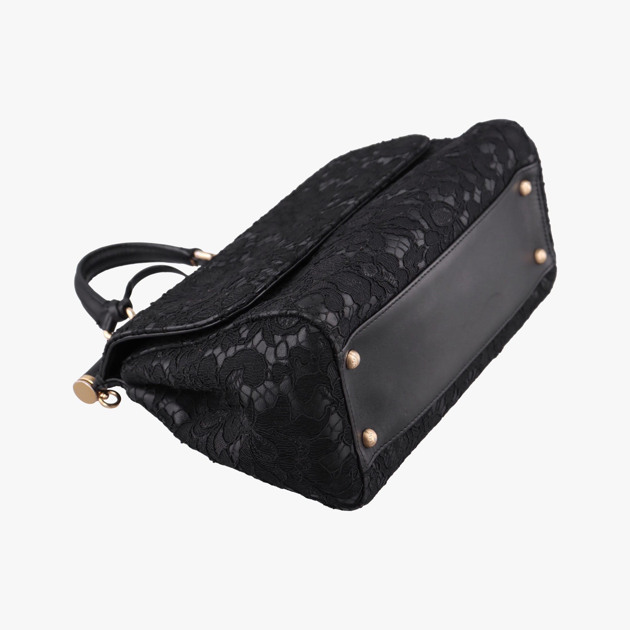 Vintage Dolce & Gabbana SICILY Black Leather×Crochet  shoulderbag | stylenewstar