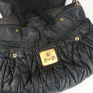 Pre-owned Miu Miu Coffer Matelasse Black Leather  shoulderbag | stylenewstar