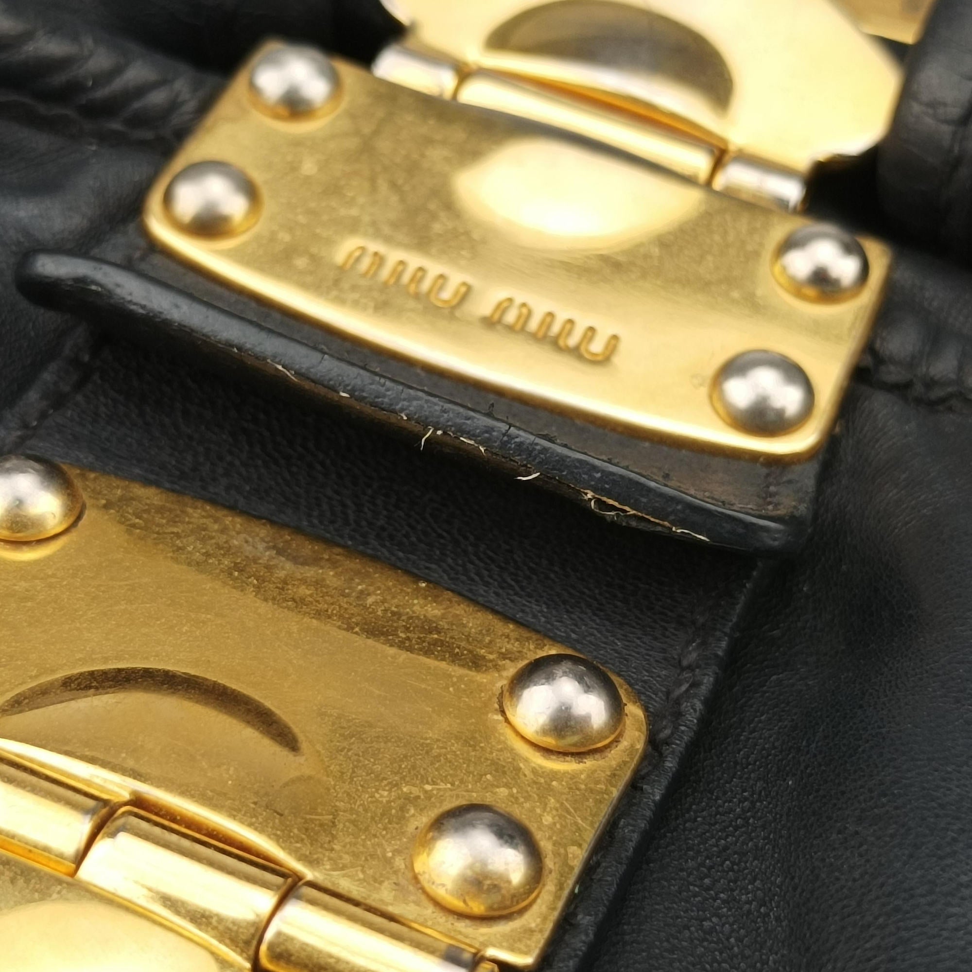 Pre-owned Miu Miu Coffer Matelasse Black Leather  shoulderbag | stylenewstar