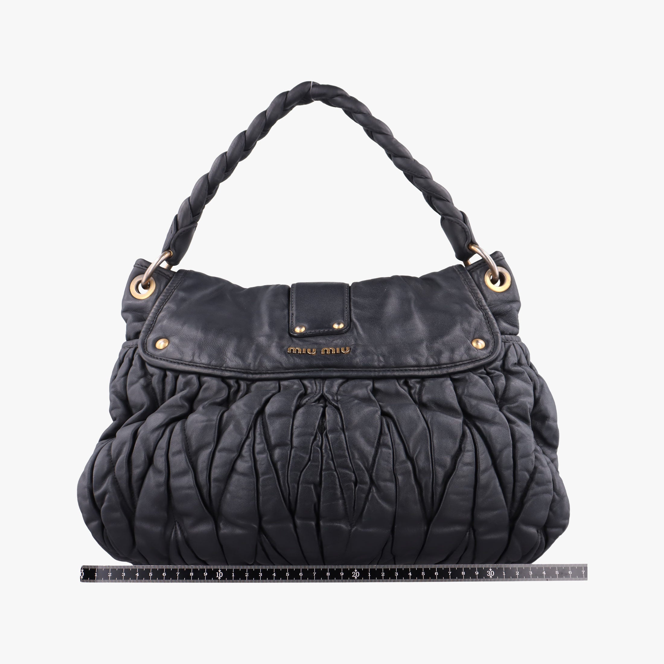 Pre-owned Miu Miu Coffer Matelasse Black Leather  shoulderbag | stylenewstar