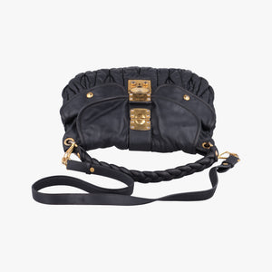 Pre-owned Miu Miu Coffer Matelasse Black Leather  shoulderbag | stylenewstar