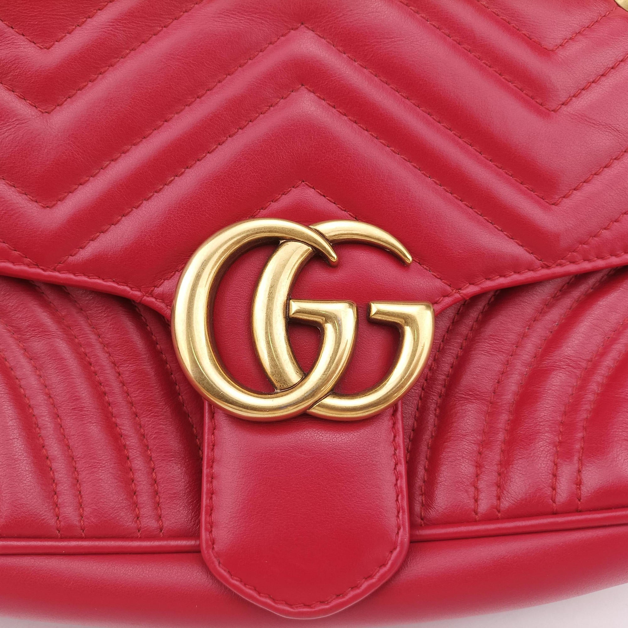 Vintage Gucci GG Marmont Red Leather 443497 shoulderbag | stylenewstar