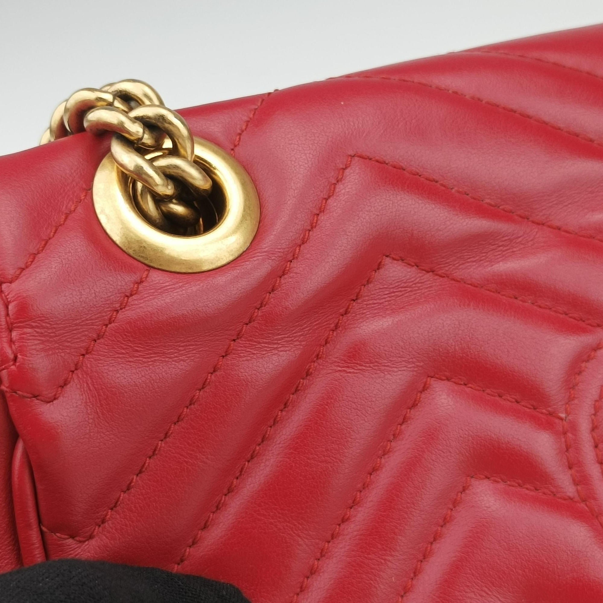 Vintage Gucci GG Marmont Red Leather 443497 shoulderbag | stylenewstar