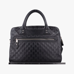 Pre-owned Gucci Guccissima Briefcase Business Black Leather 328937 shoulderbag | stylenewstar