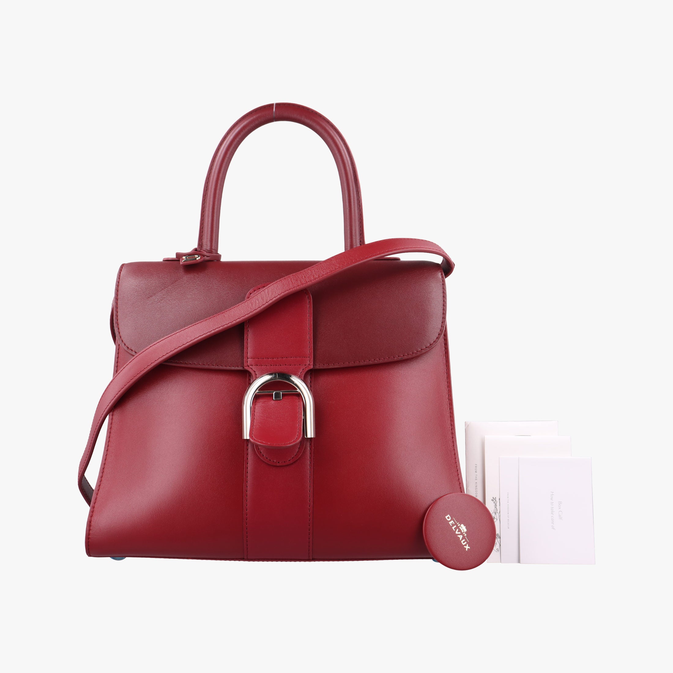 Pre-owned Delvaux Brillon MM Bordeaux leather  shoulderbag | stylenewstar