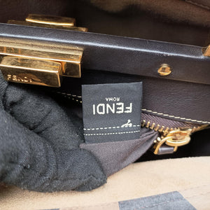 Pre-owned Fendi PEEKABOO Tobacco Brown × Black Nubuck Leather × Smooth Leather 8BN290 handbag | stylenewstar