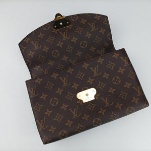 Pre-owned Louis Vuitton SAINT PLACIDE brown×CERISE Monogram Canvas×calf leather M43713 shoulderbag | stylenewstar
