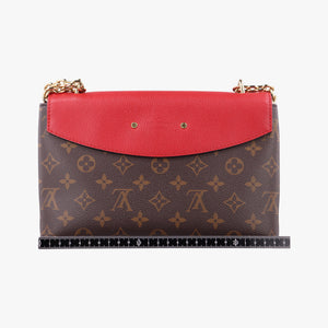 Pre-owned Louis Vuitton SAINT PLACIDE brown×CERISE Monogram Canvas×calf leather M43713 shoulderbag | stylenewstar
