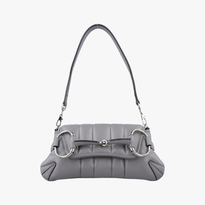 Pre-owned Gucci Horsebit Grey Leather 764339 shoulderbag | stylenewstar
