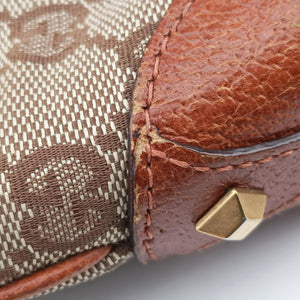 Pre-owned Gucci Piston Lock Jackie Hobo Beige x Brown canvas×leather 120885 shoulderbag | stylenewstar