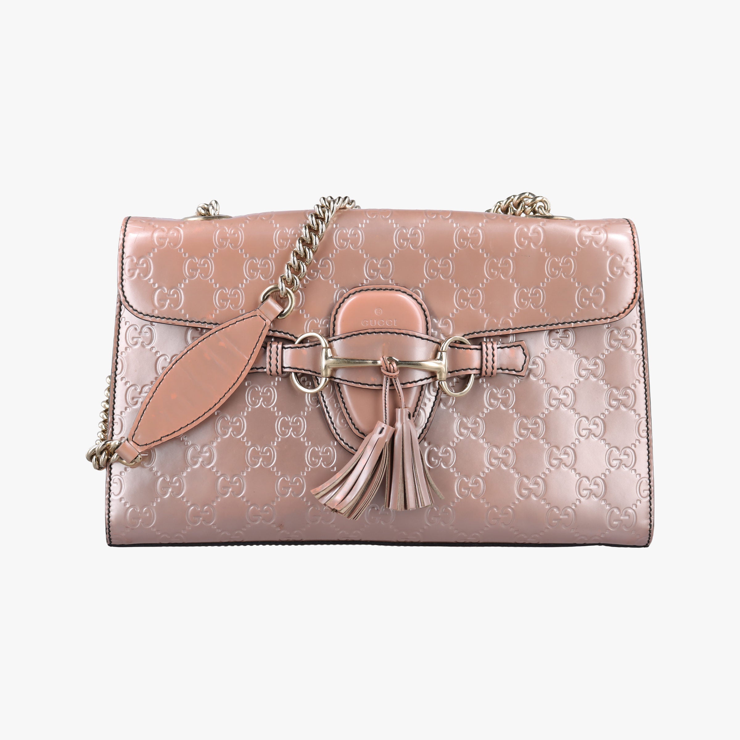 Pre-owned Gucci Emily Pink Patent Leather 295402 shoulderbag | stylenewstar