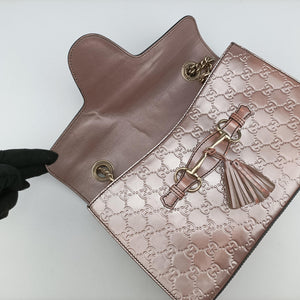 Pre-owned Gucci Emily Pink Patent Leather 295402 shoulderbag | stylenewstar