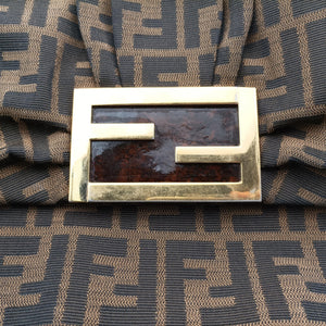 Pre-owned Fendi Mia Flap Brown canvas 8BR614 shoulderbag | stylenewstar