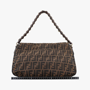 Pre-owned Fendi Mia Flap Brown canvas 8BR614 shoulderbag | stylenewstar