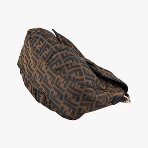 Pre-owned Fendi Mia Flap Brown canvas 8BR614 shoulderbag | stylenewstar
