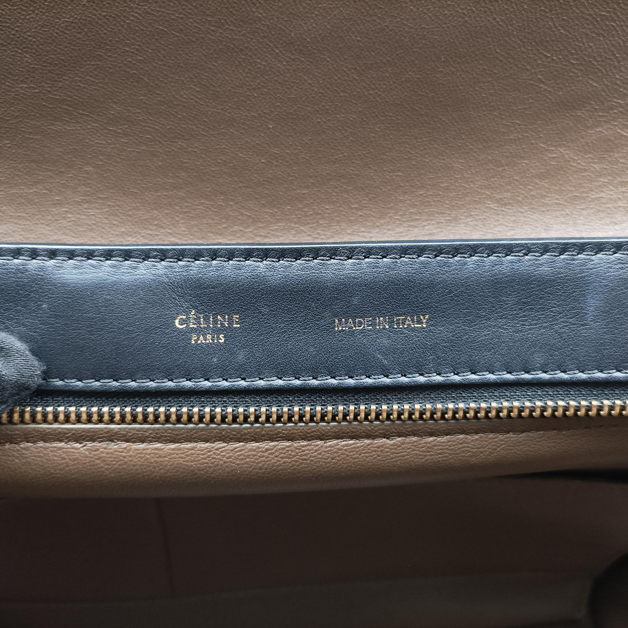 Pre-owned Celine Trapeze Brown×Black×Blue Suede × leather  shoulderbag | stylenewstar