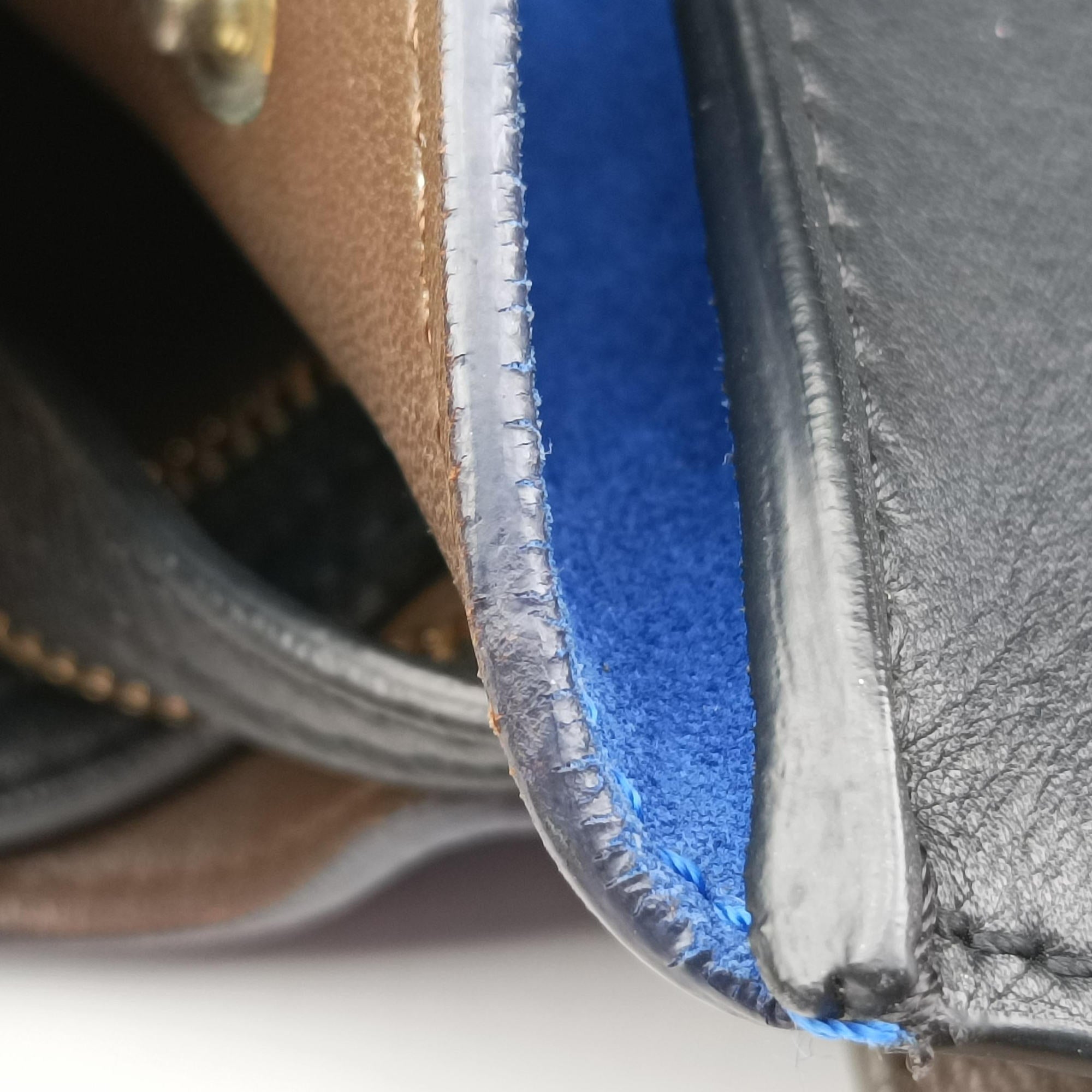 Pre-owned Celine Trapeze Brown×Black×Blue Suede × leather  shoulderbag | stylenewstar