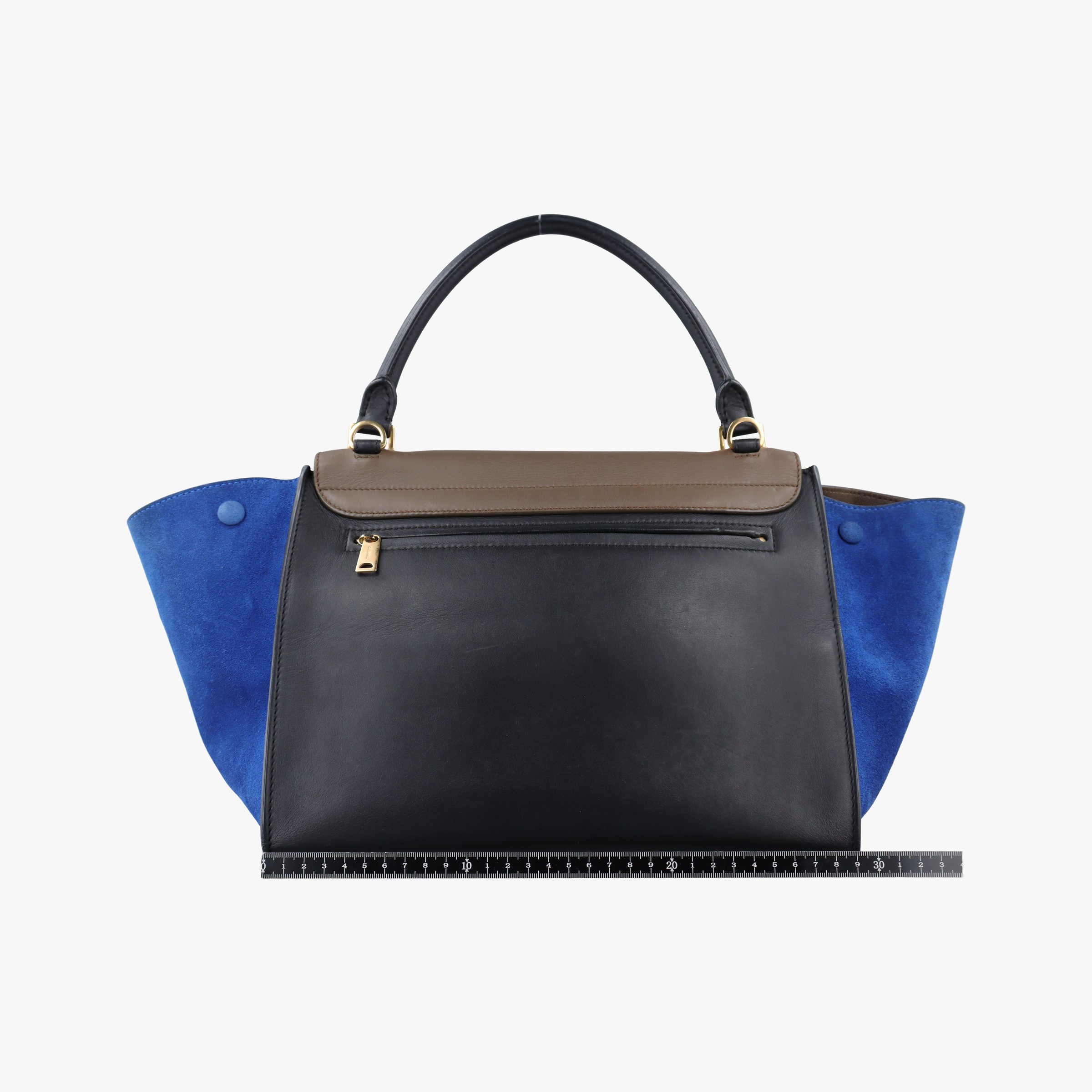 Pre-owned Celine Trapeze Brown×Black×Blue Suede × leather  shoulderbag | stylenewstar