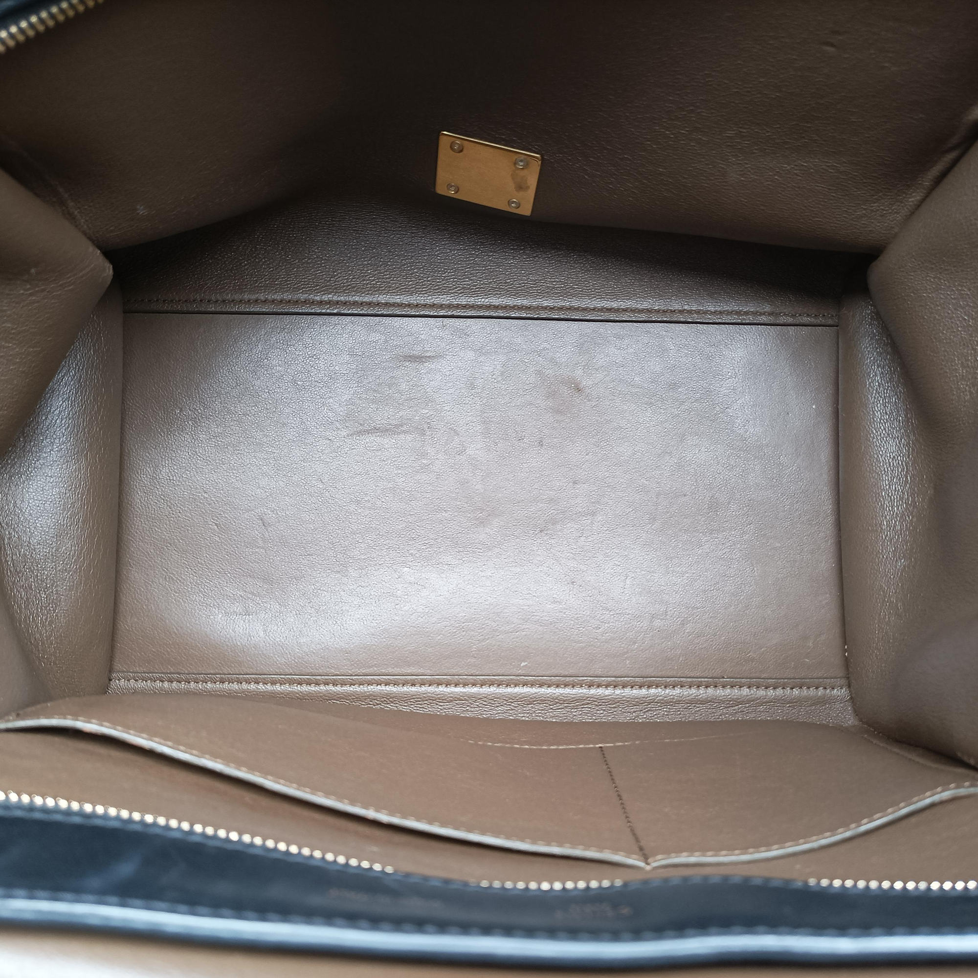Pre-owned Celine Trapeze Brown×Black×Blue Suede × leather  shoulderbag | stylenewstar