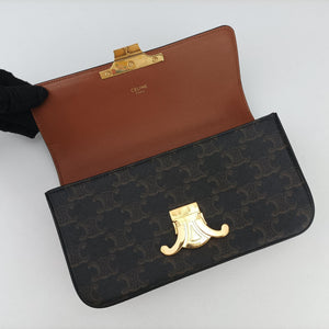 Pre-owned Celine Claude Triomphe Brown PVC coated canvas  shoulderbag | stylenewstar