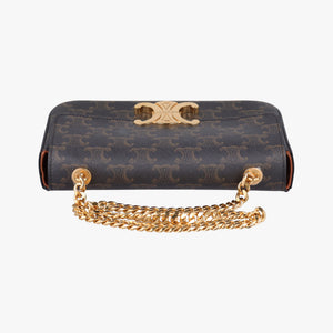 Pre-owned Celine Claude Triomphe Brown PVC coated canvas  shoulderbag | stylenewstar