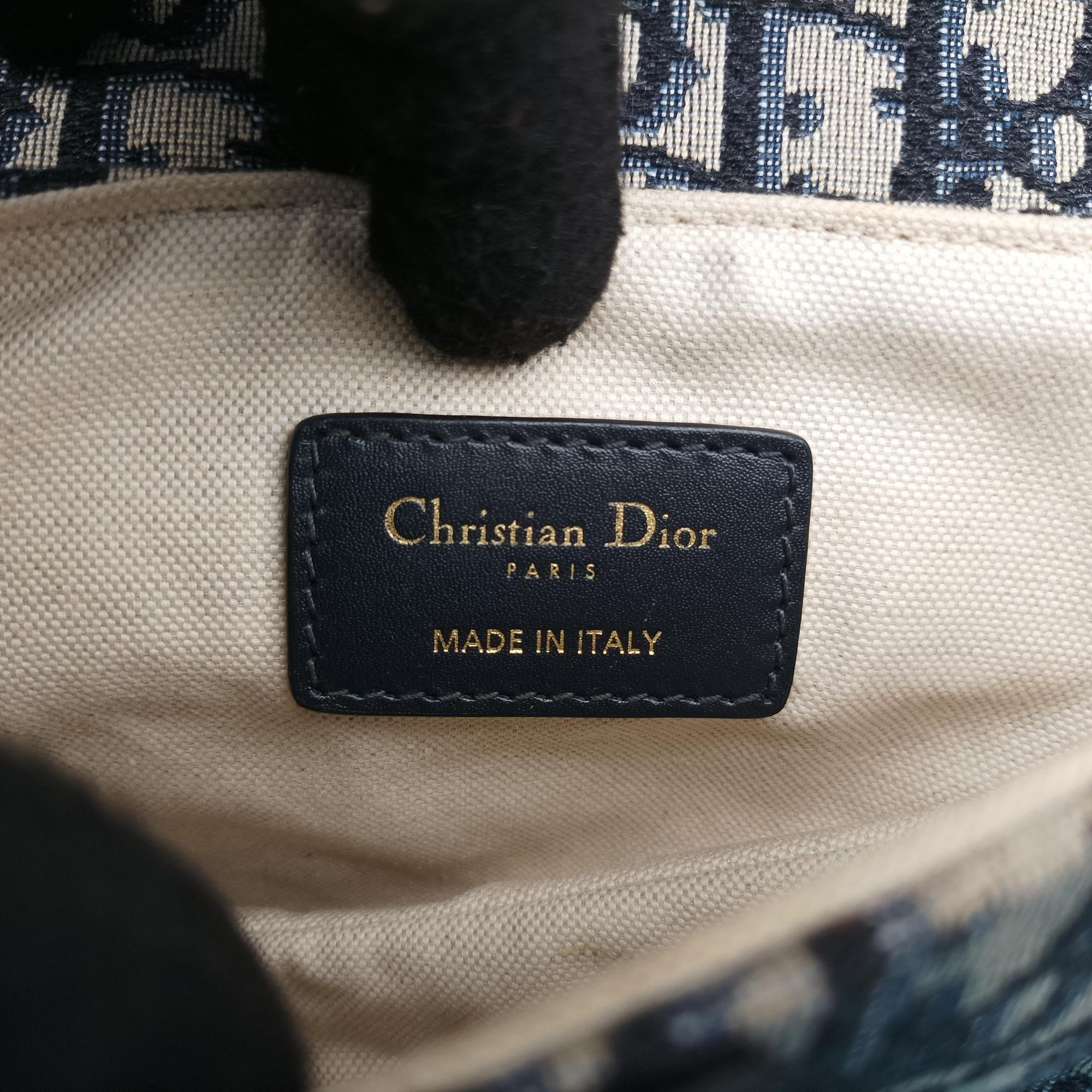 Secondhand Christian Dior Saddle Navy×grey Jacquard × Leather  handbag | stylenewstar