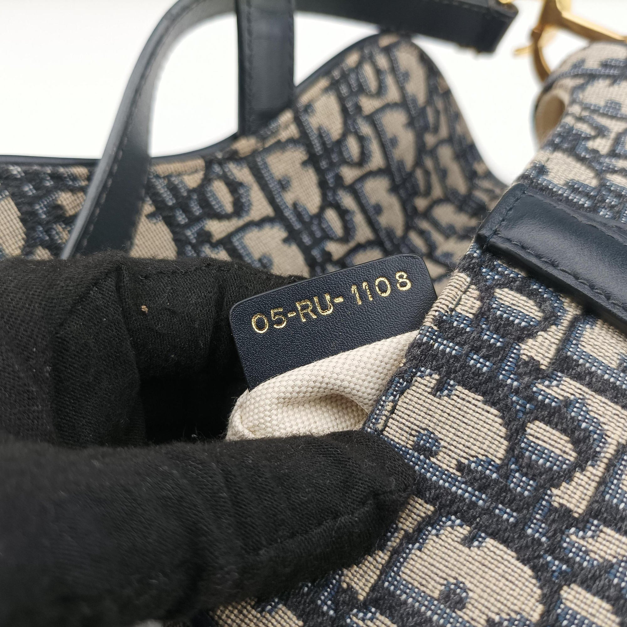 Secondhand Christian Dior Saddle Navy×grey Jacquard × Leather  handbag | stylenewstar