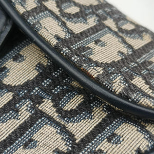 Secondhand Christian Dior Saddle Navy×grey Jacquard × Leather  handbag | stylenewstar