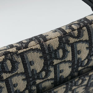Secondhand Christian Dior Saddle Navy×grey Jacquard × Leather  handbag | stylenewstar