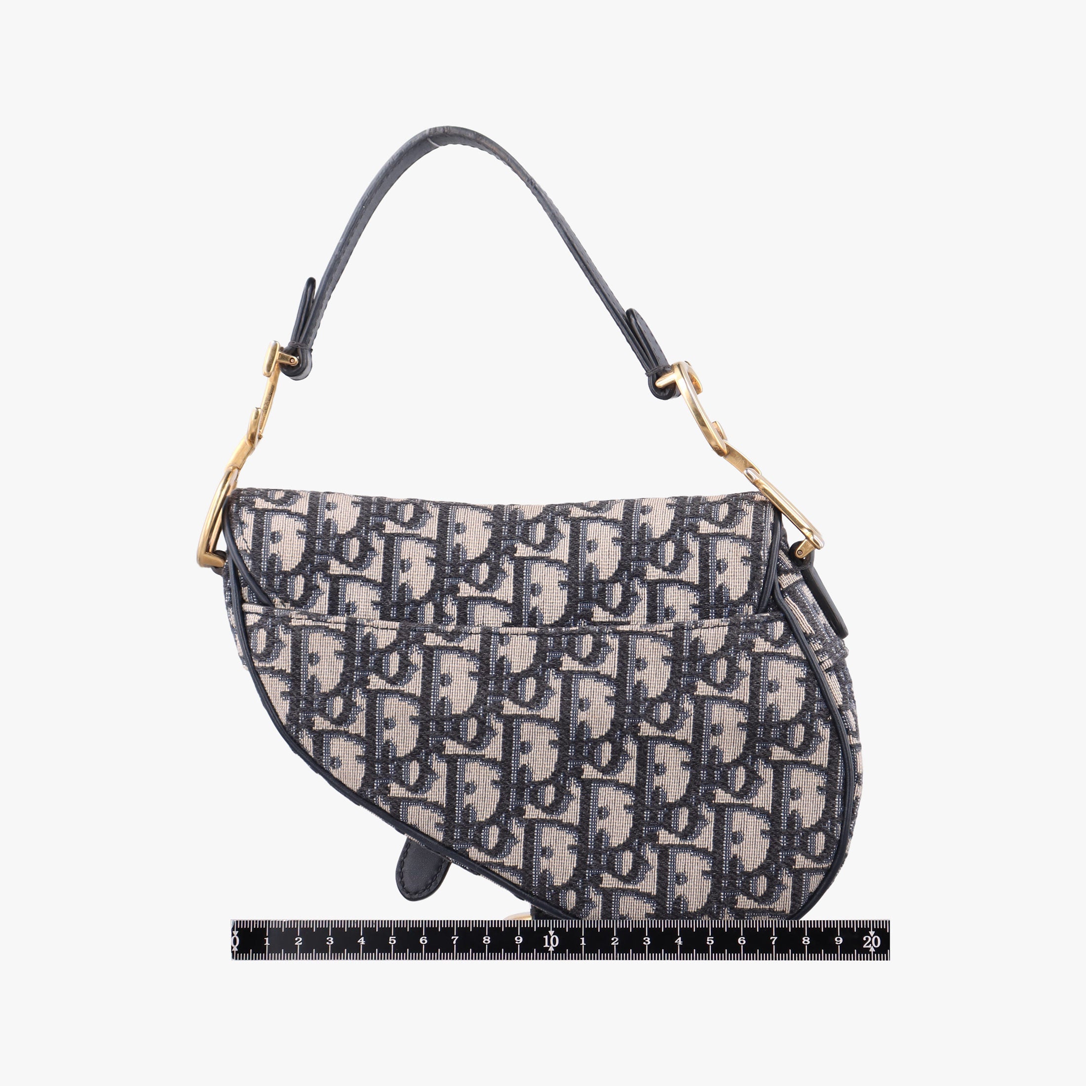Secondhand Christian Dior Saddle Navy×grey Jacquard × Leather  handbag | stylenewstar