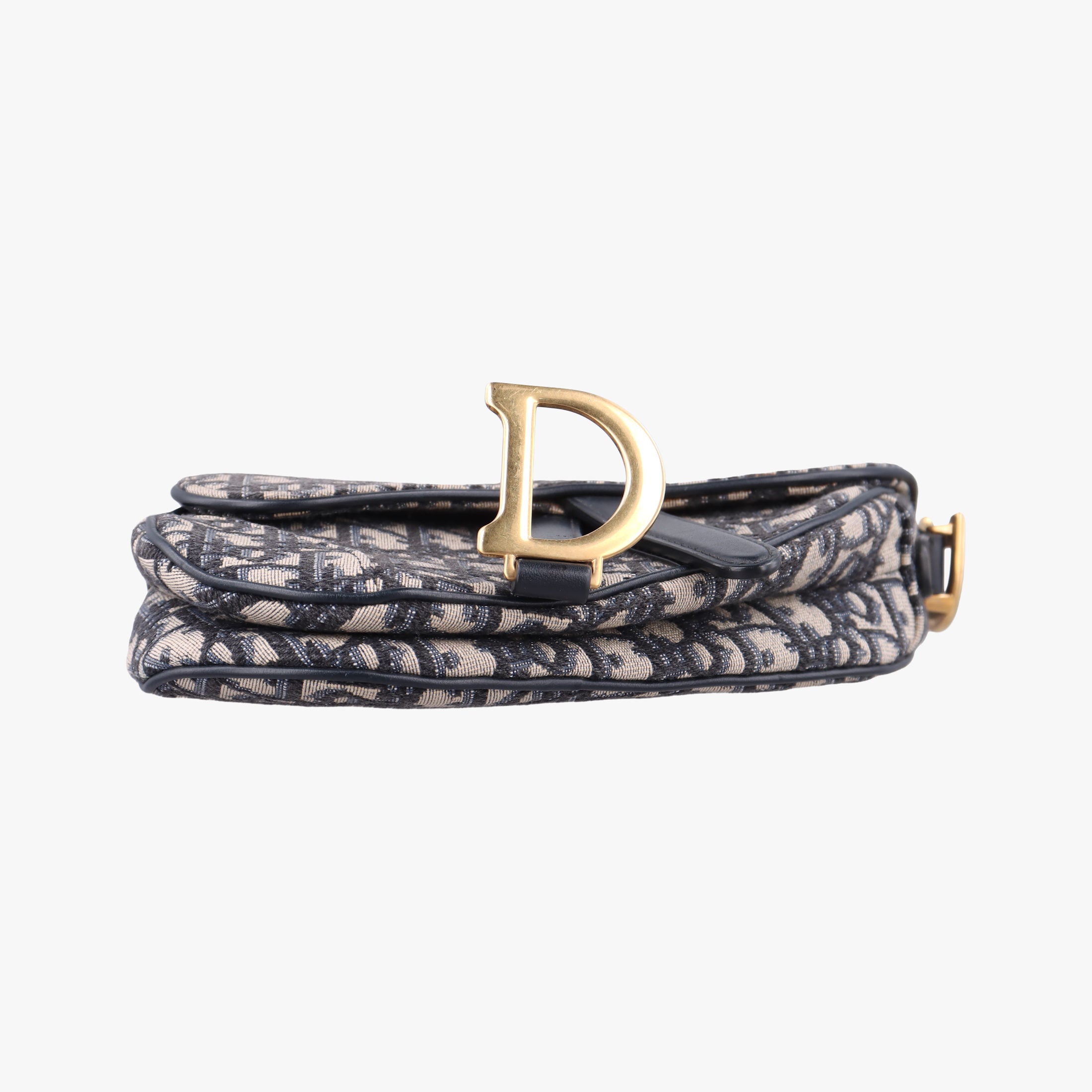 Secondhand Christian Dior Saddle Navy×grey Jacquard × Leather  handbag | stylenewstar