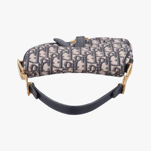 Secondhand Christian Dior Saddle Navy×grey Jacquard × Leather  handbag | stylenewstar