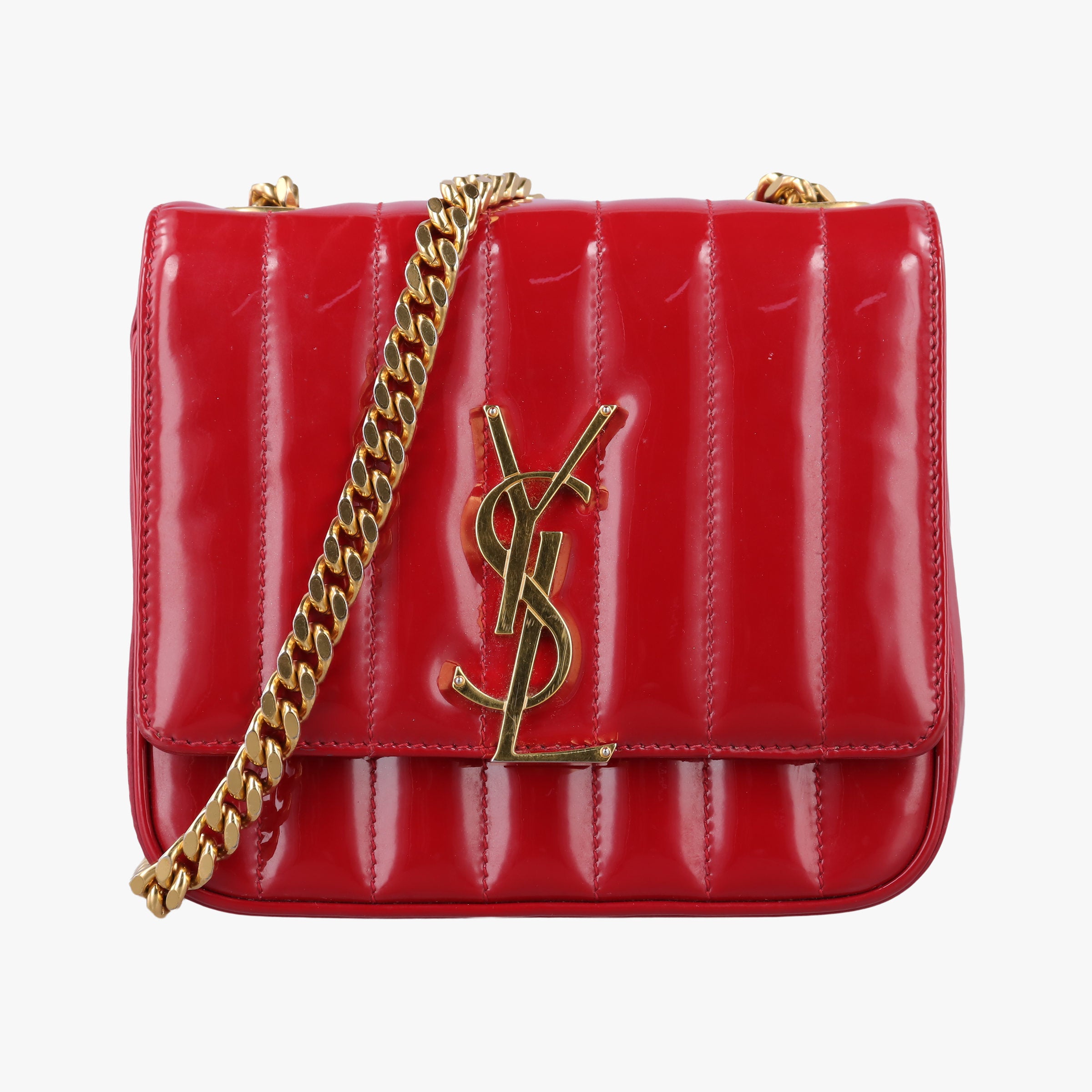 Vintage Yves Saint Laurent VICKY Red Patent Leather 538439 shoulderbag | stylenewstar
