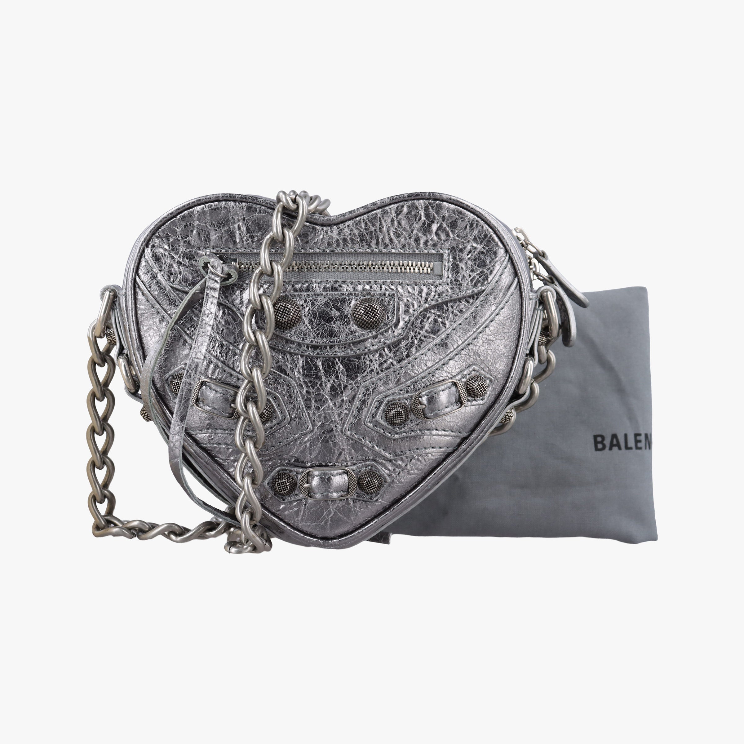 Vintage Balenciaga Heart mini Silver Lambskin  shoulderbag | stylenewstar