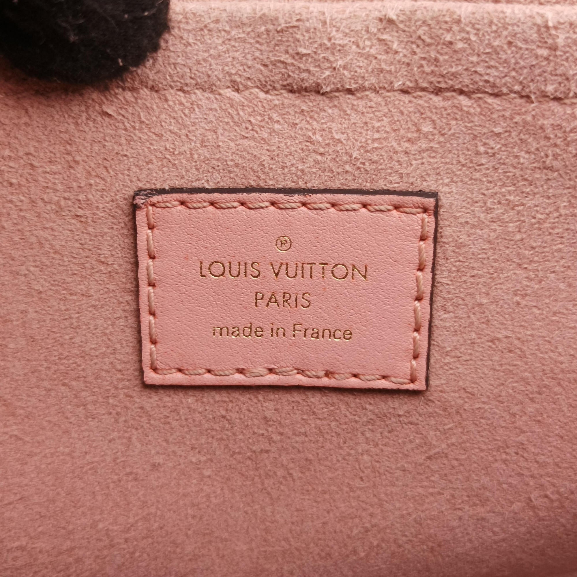 Secondhand Louis Vuitton LOCKY BB Brown×ROSE POUDRE Monogram Canvas×calf leather M44080 shoulderbag | stylenewstar