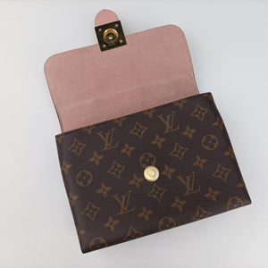 Secondhand Louis Vuitton LOCKY BB Brown×ROSE POUDRE Monogram Canvas×calf leather M44080 shoulderbag | stylenewstar