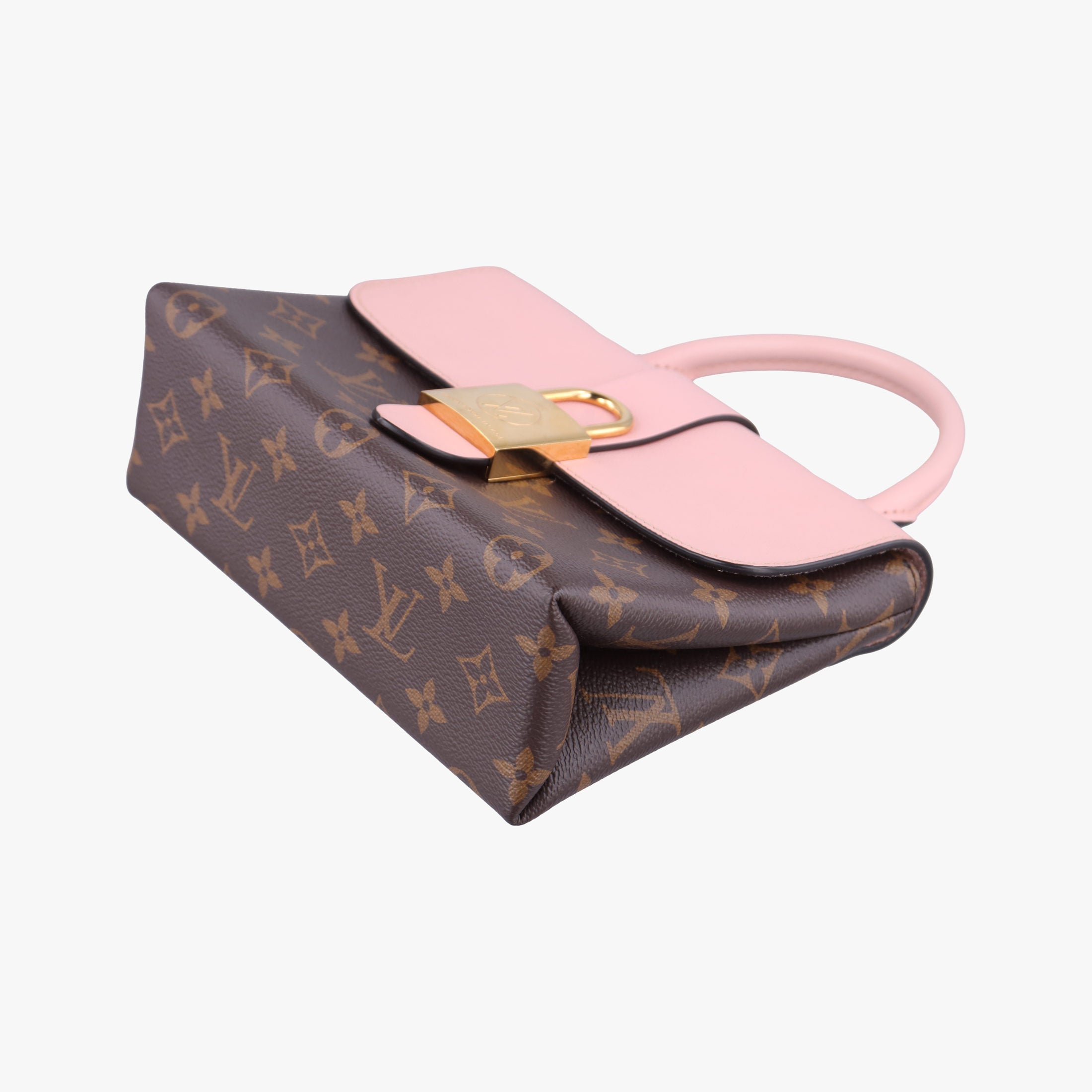 Secondhand Louis Vuitton LOCKY BB Brown×ROSE POUDRE Monogram Canvas×calf leather M44080 shoulderbag | stylenewstar