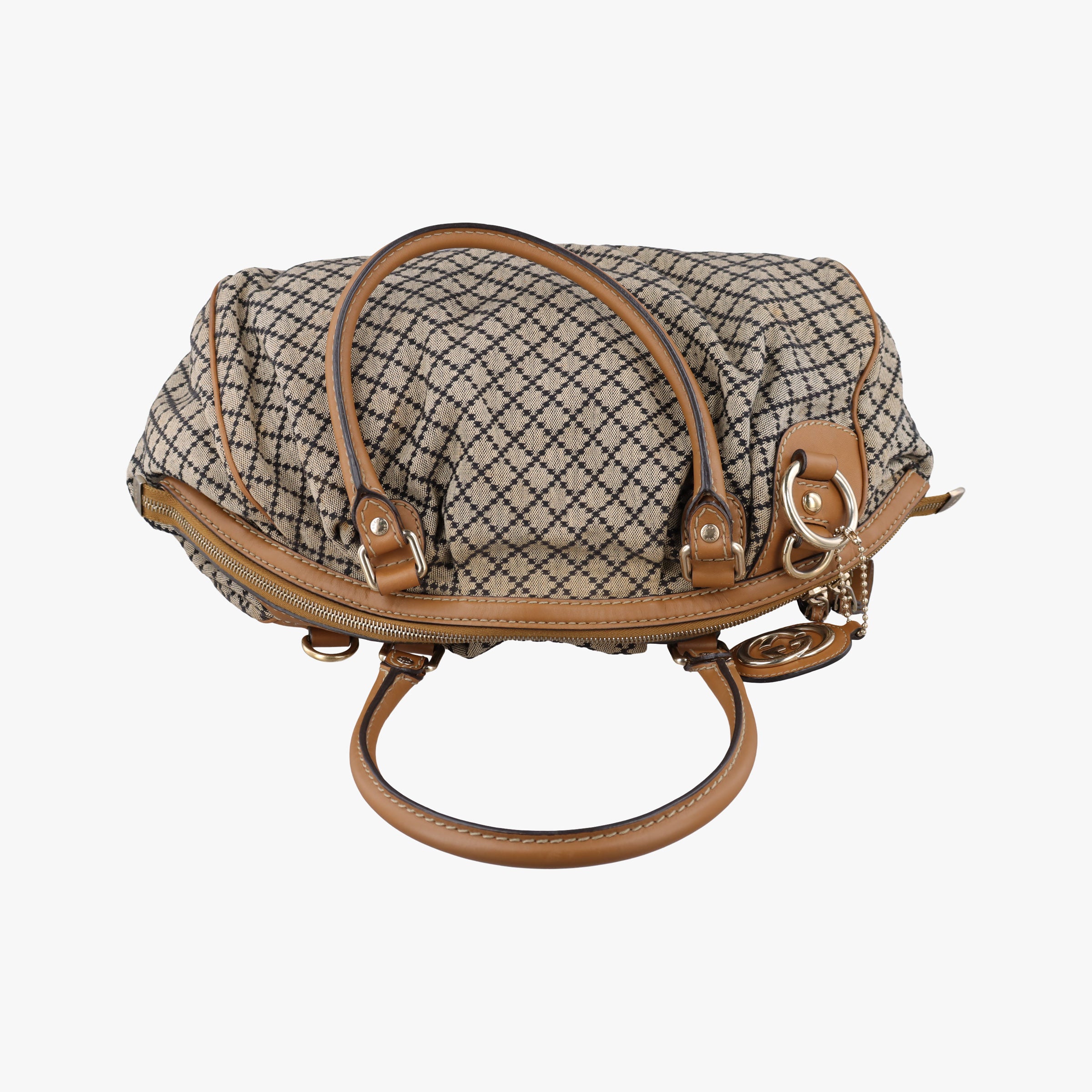 Pre-owned Gucci Sukey GUCCISSIMA Brown x Beige canvas×leather 223974 shoulderbag | stylenewstar