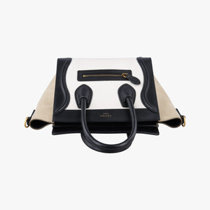 Pre-owned Celine Luggage nano Shopper Beige×white×black Leather  shoulderbag | stylenewstar