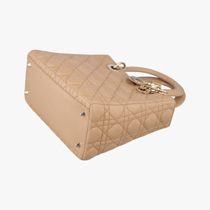 Pre-owned Christian Dior Lady Dior Beige lambskin  shoulderbag | stylenewstar