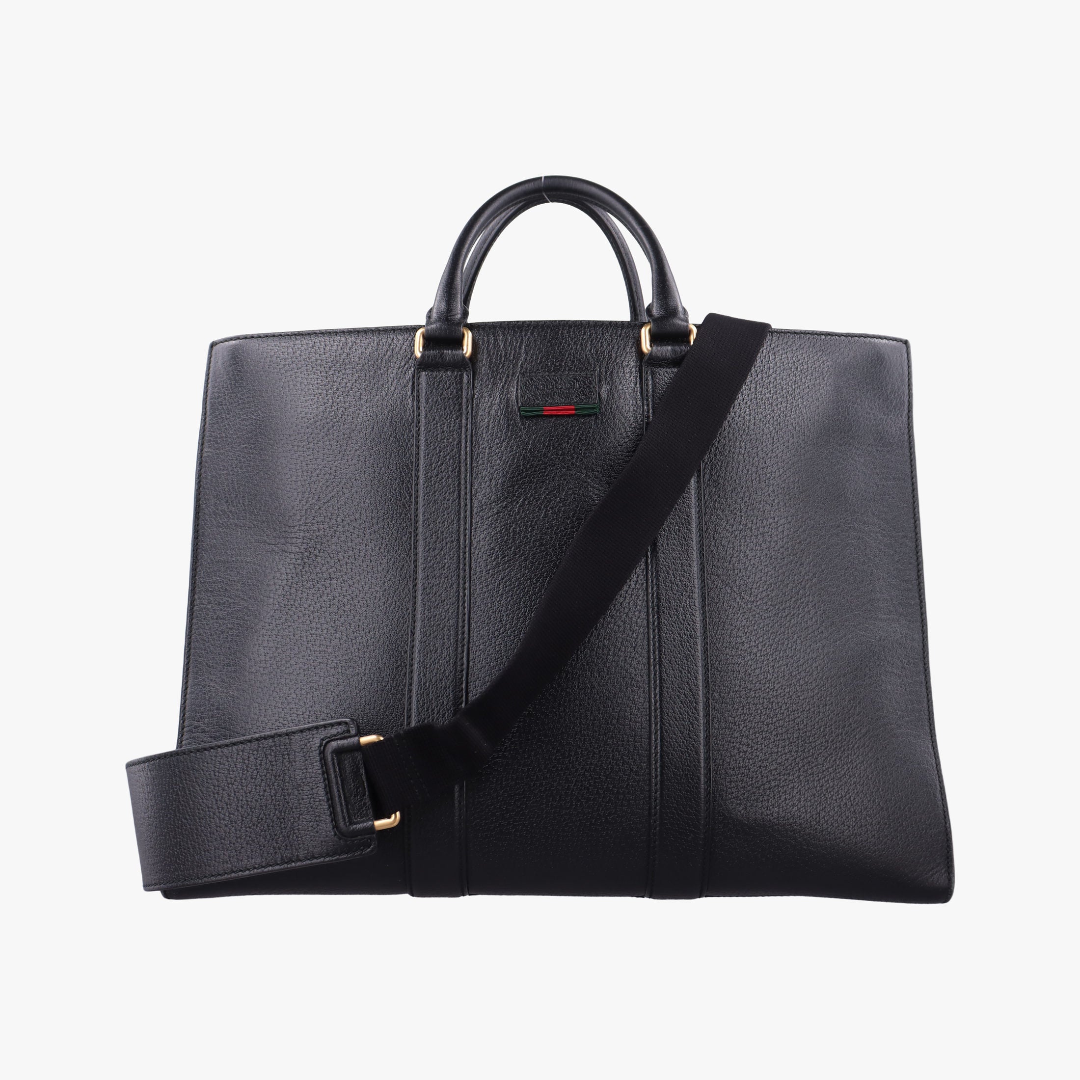 Pre-owned Gucci Sherry (Web) Black Leather 429036 shoulderbag | stylenewstar